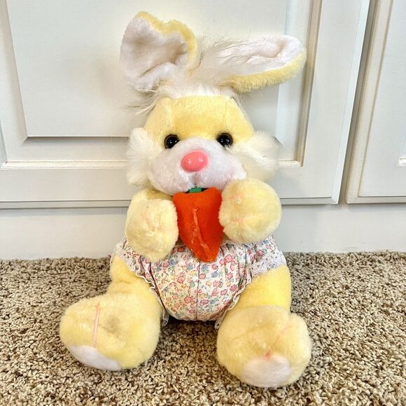 Vintage Liberty Bell Christmas Yellow Easter Bunny Rabbit Plush Stuffed Toy - Picture 1 of 14